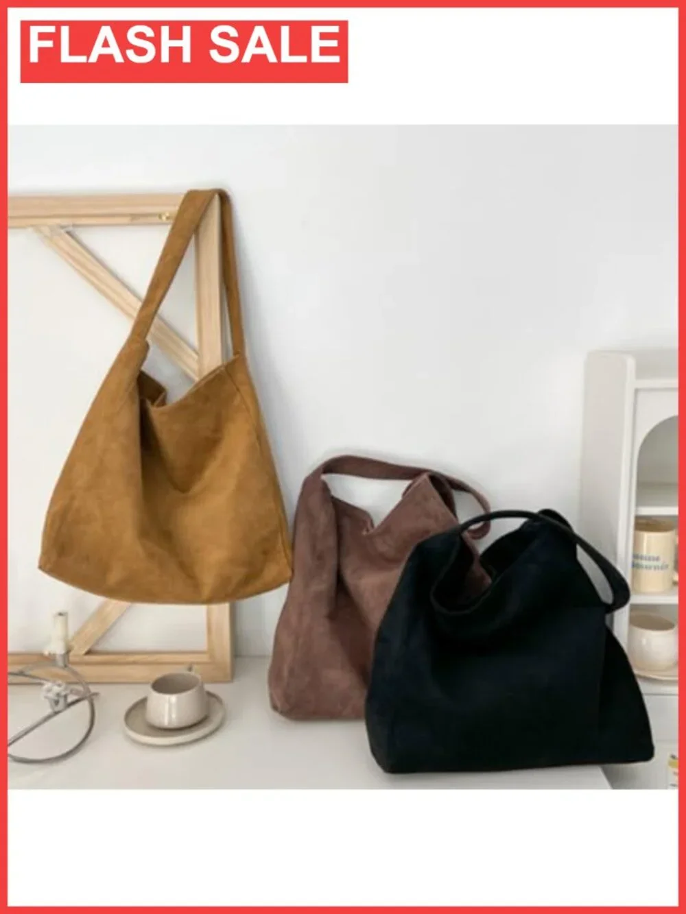 Corduroy Suede Hobo Bag Slouchy Shoulder Crossbody Tote Purse Handbag
